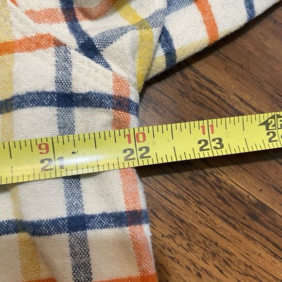 Wooolrich Men's Flannel Shirt M Ivory Plaid Button Down Flap Pocket Y2K Vintage - Picture 3 of 7